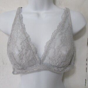 Le Mystere Bra 34D Gray Lace Triangle Unlined Sheer Underwire Back Closure